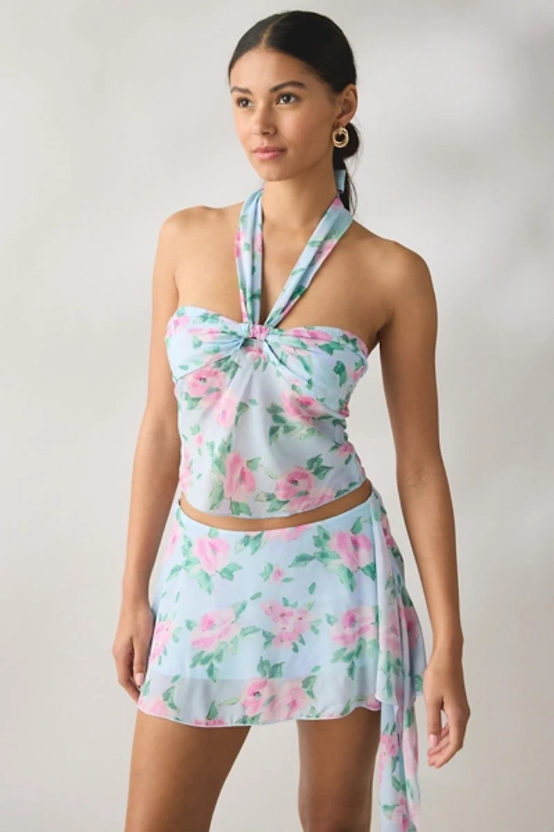 Frankies Bikinis Maribel Watercolor Floral Halter Top