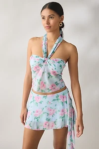 Frankies Bikinis Maribel Watercolor Floral Halter Top