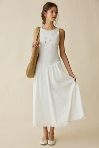 Frankies Bikinis Soleil Embroidered Backless Midi Dress