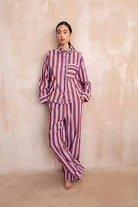 TBCo Striped Cotton Collared Pajama Set