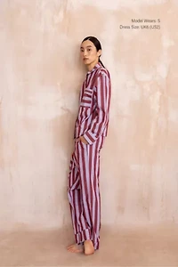 TBCo Striped Cotton Collared Pajama Set