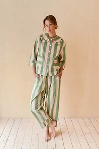 TBCo Cotton Ruffled Cropped Leg Pajama Set