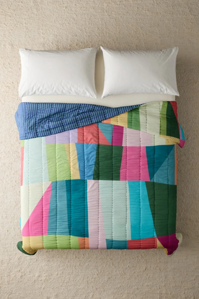 Connie Colorblock & Striped Reversible Cotton Quilt