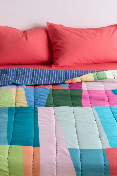 Connie Colorblock & Striped Reversible Cotton Quilt
