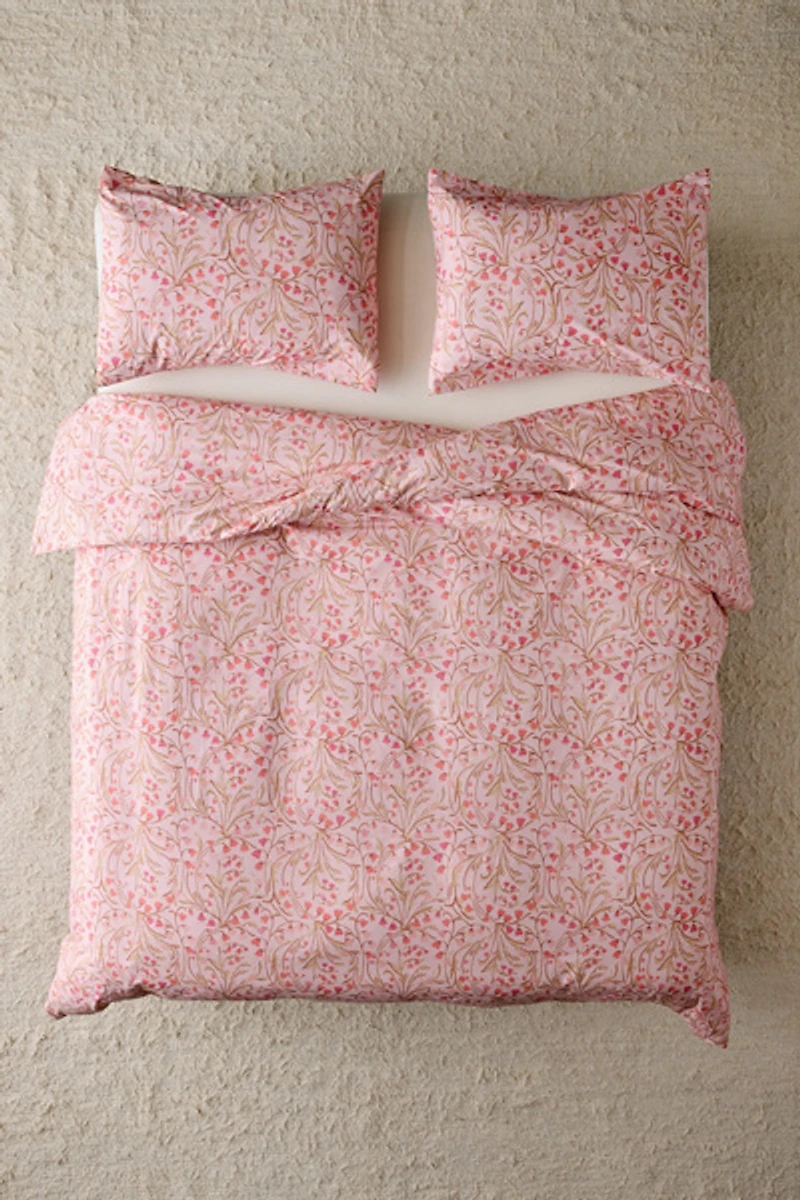 Lily Of The Valley Floral Cotton Percale Duvet Cover