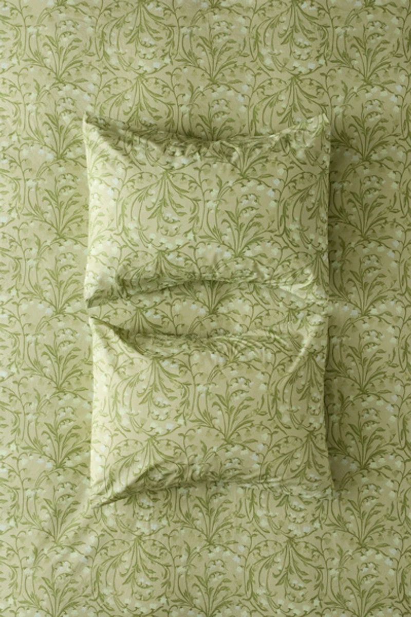 Lily Of The Valley Floral Cotton Percale Sham Set