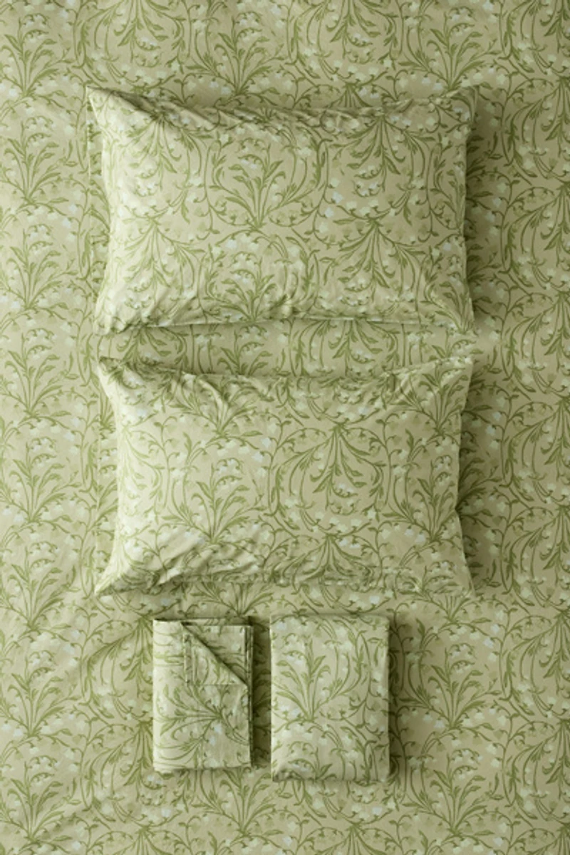 Lily Of The Valley Floral Cotton Percale Sheet Set