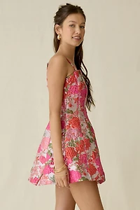 Elliatt Floralie Brocade Fit-And-Flare Mini Dress