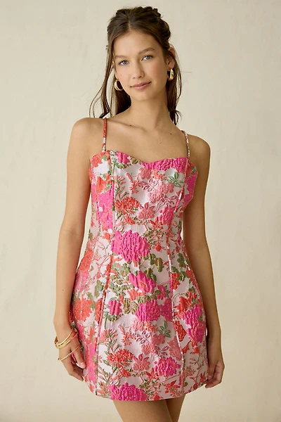 Elliatt Floralie Brocade Fit-And-Flare Mini Dress