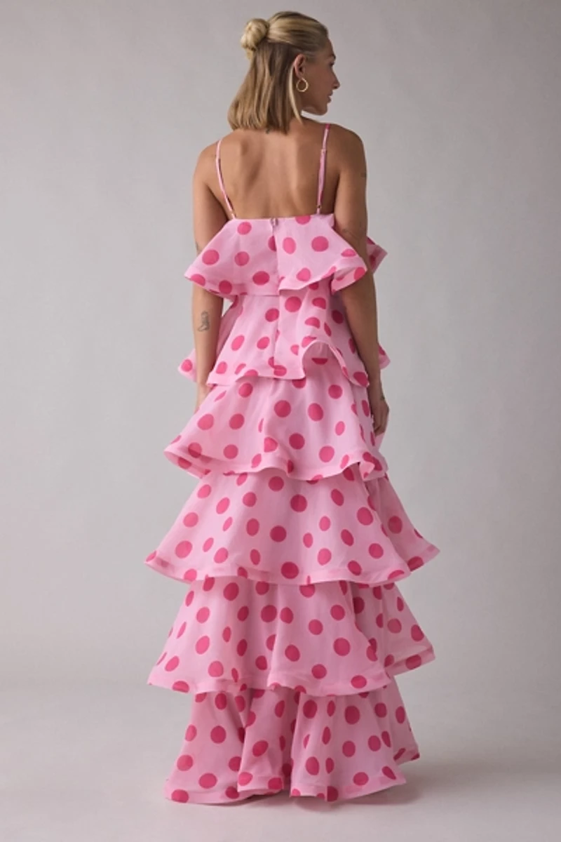 Elliatt Sola Polka Dot Tiered Maxi Dress