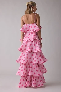 Elliatt Sola Polka Dot Tiered Maxi Dress