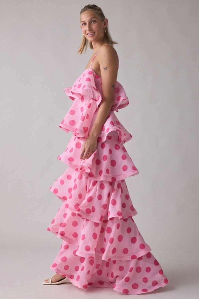 Elliatt Sola Polka Dot Tiered Maxi Dress