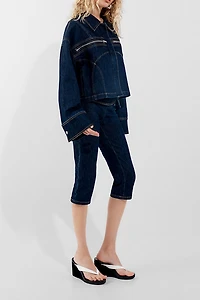 by.DYLN Valerie Zip Detail Oversized Denim Jacket