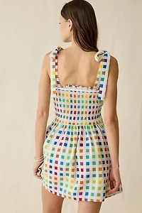 Maude Club Estella Tie-Strap Smocked Mini Dress