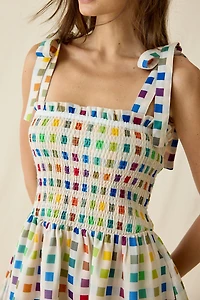 Maude Club Estella Tie-Strap Smocked Mini Dress