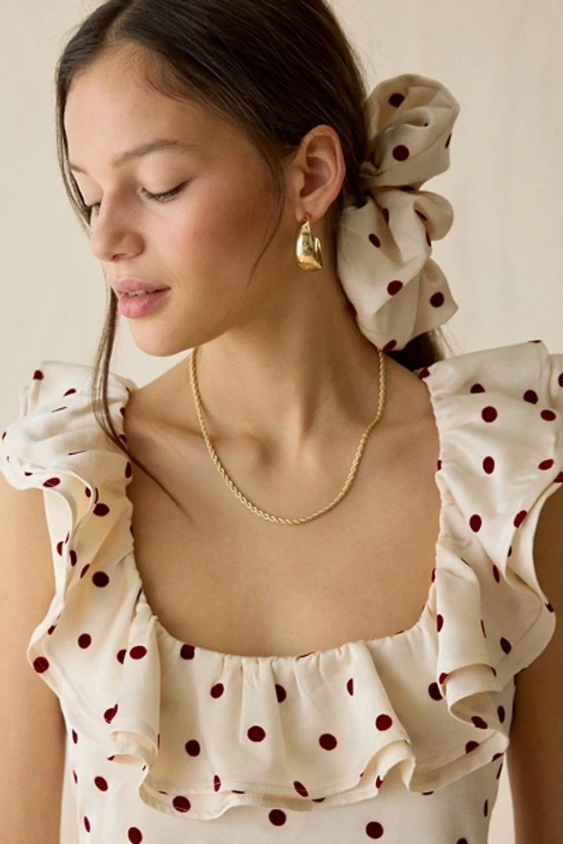 Maude Club Sonia Ruffle Polka Dot Mini Dress