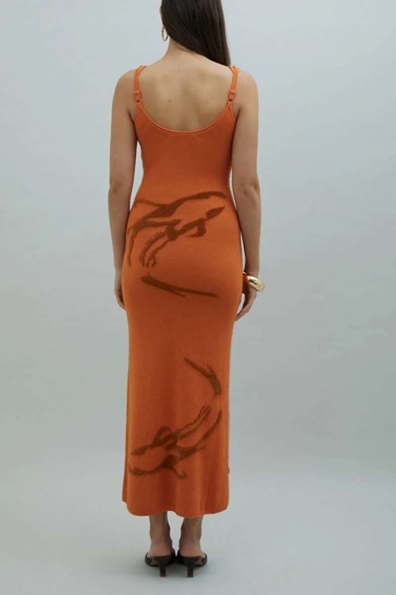House Of Sunny The Goldfish Hockney Knit Midi Dress