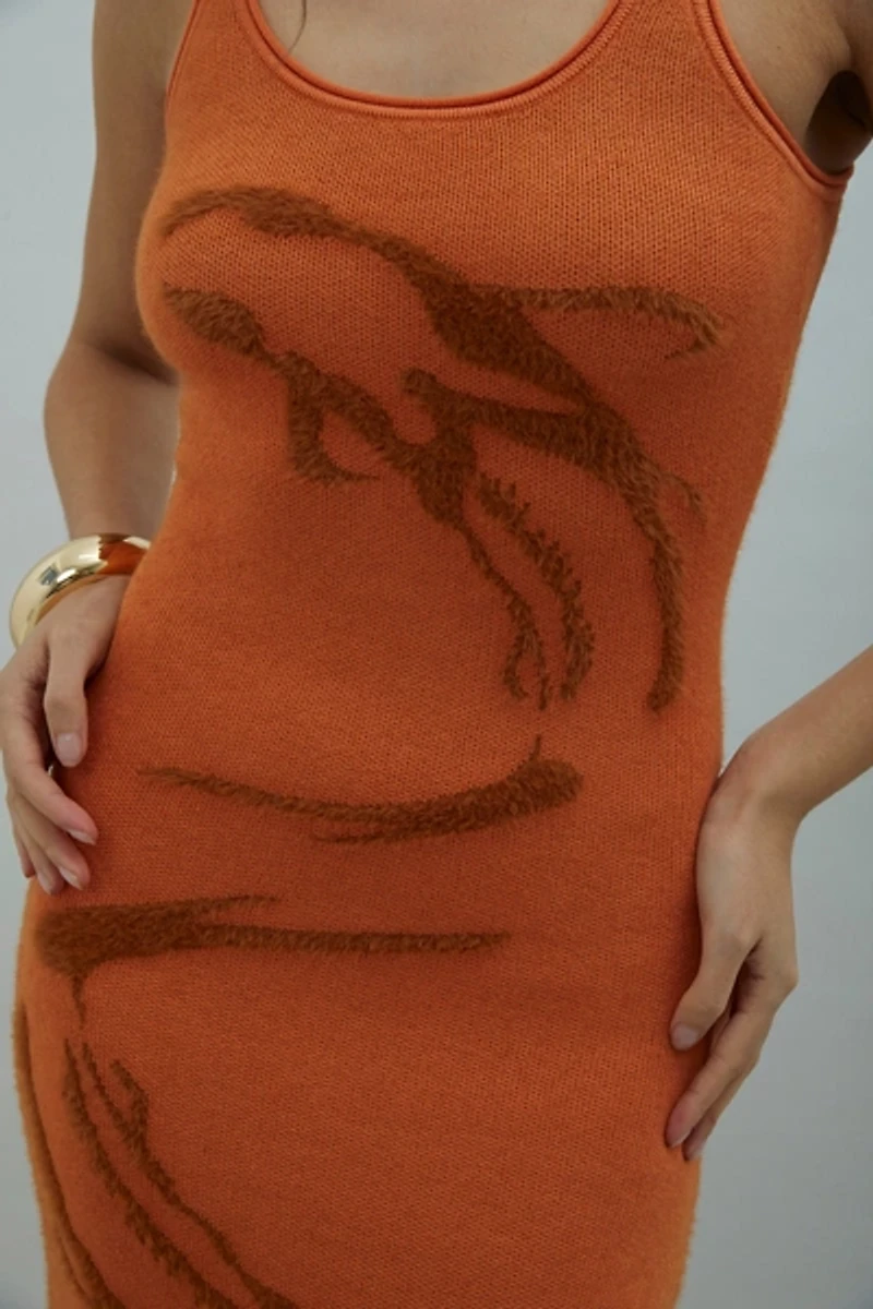 House Of Sunny The Goldfish Hockney Knit Midi Dress