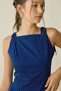 Maude Club Chelsea Tie-Strap Polka Dot Mini Dress