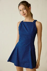 Maude Club Chelsea Tie-Strap Polka Dot Mini Dress