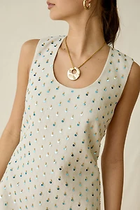 Maude Club Jardin Sequin Beaded Shift Mini Dress