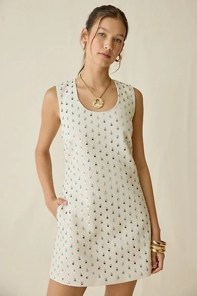 Maude Club Jardin Sequin Beaded Shift Mini Dress