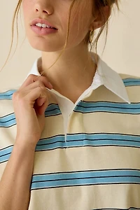 Maude Club Frankie Striped Short Sleeve Polo Top