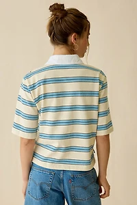 Maude Club Frankie Striped Short Sleeve Polo Top