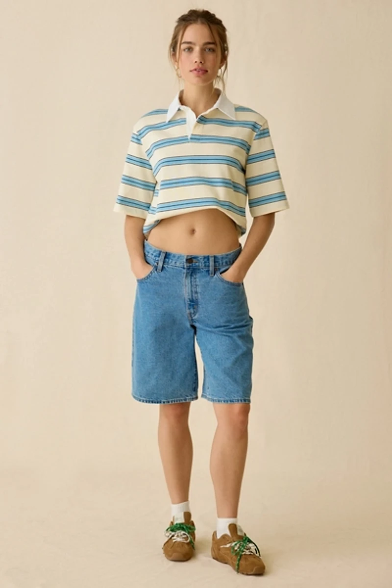 Maude Club Frankie Striped Short Sleeve Polo Top