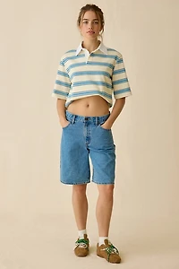 Maude Club Frankie Striped Short Sleeve Polo Top