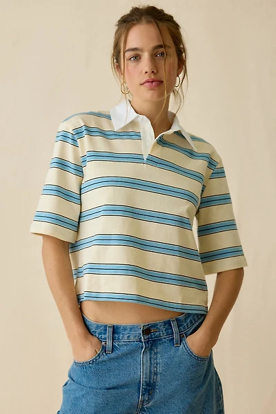 Maude Club Frankie Striped Short Sleeve Polo Top