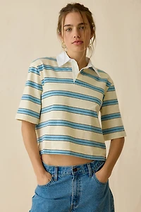 Maude Club Frankie Striped Short Sleeve Polo Top