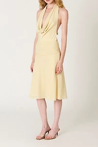 NIA Ternura Draped Cowl Halter Neck Midi Dress