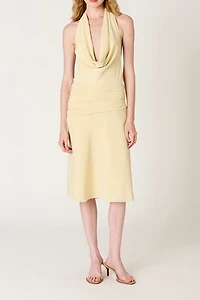 NIA Ternura Draped Cowl Halter Neck Midi Dress
