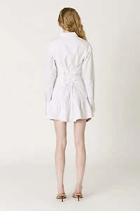 NIA Rayo Corset Tie-Back Shirt Mini Dress