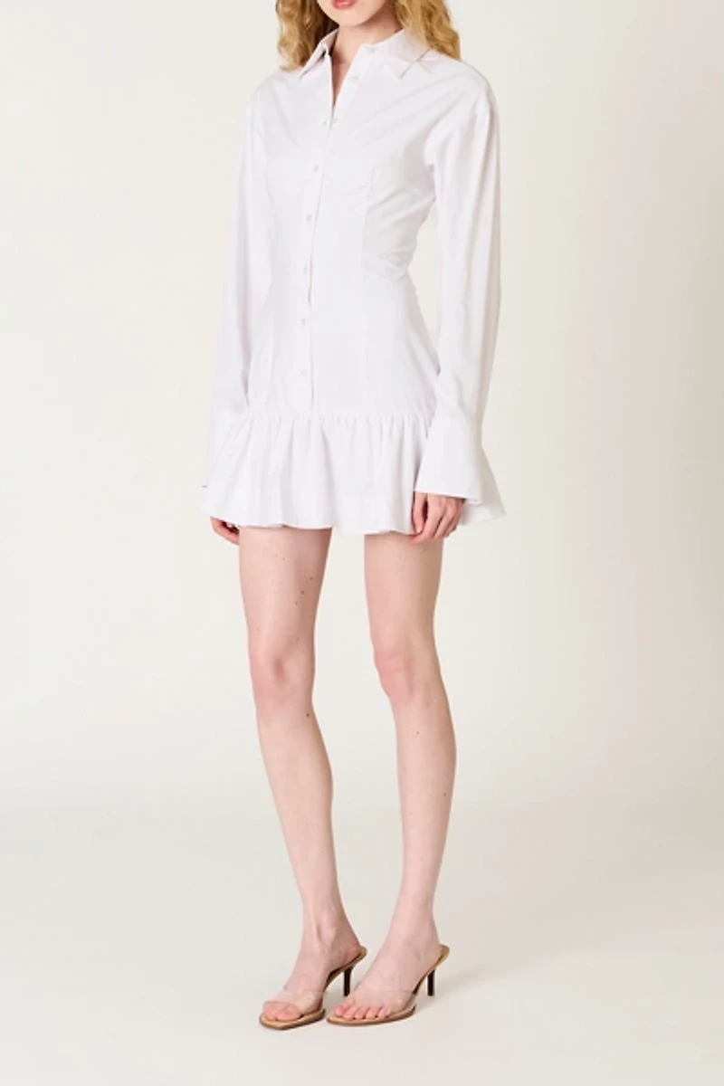 NIA Rayo Corset Tie-Back Shirt Mini Dress