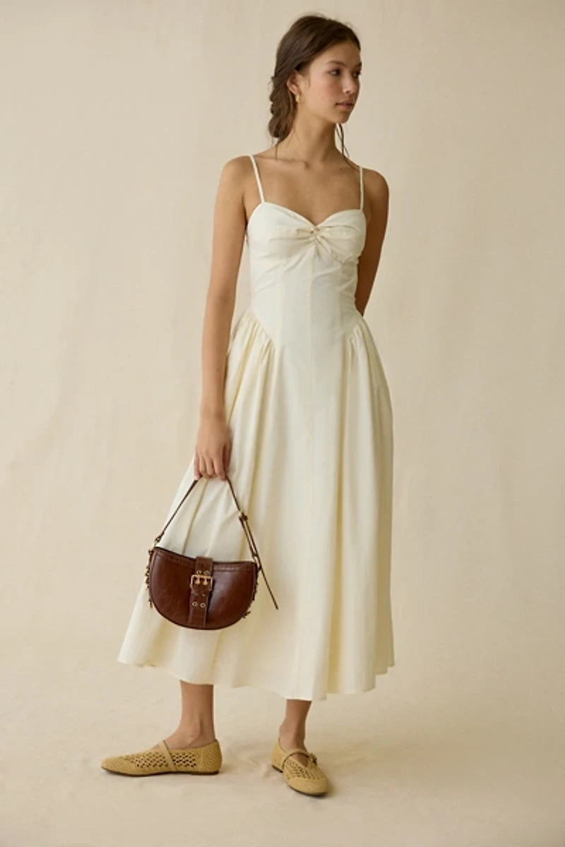 NIA Destene Open-Back Sweetheart Midi Dress