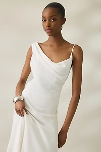 NIA Cielo Cowl Neck Draped Midi Dress