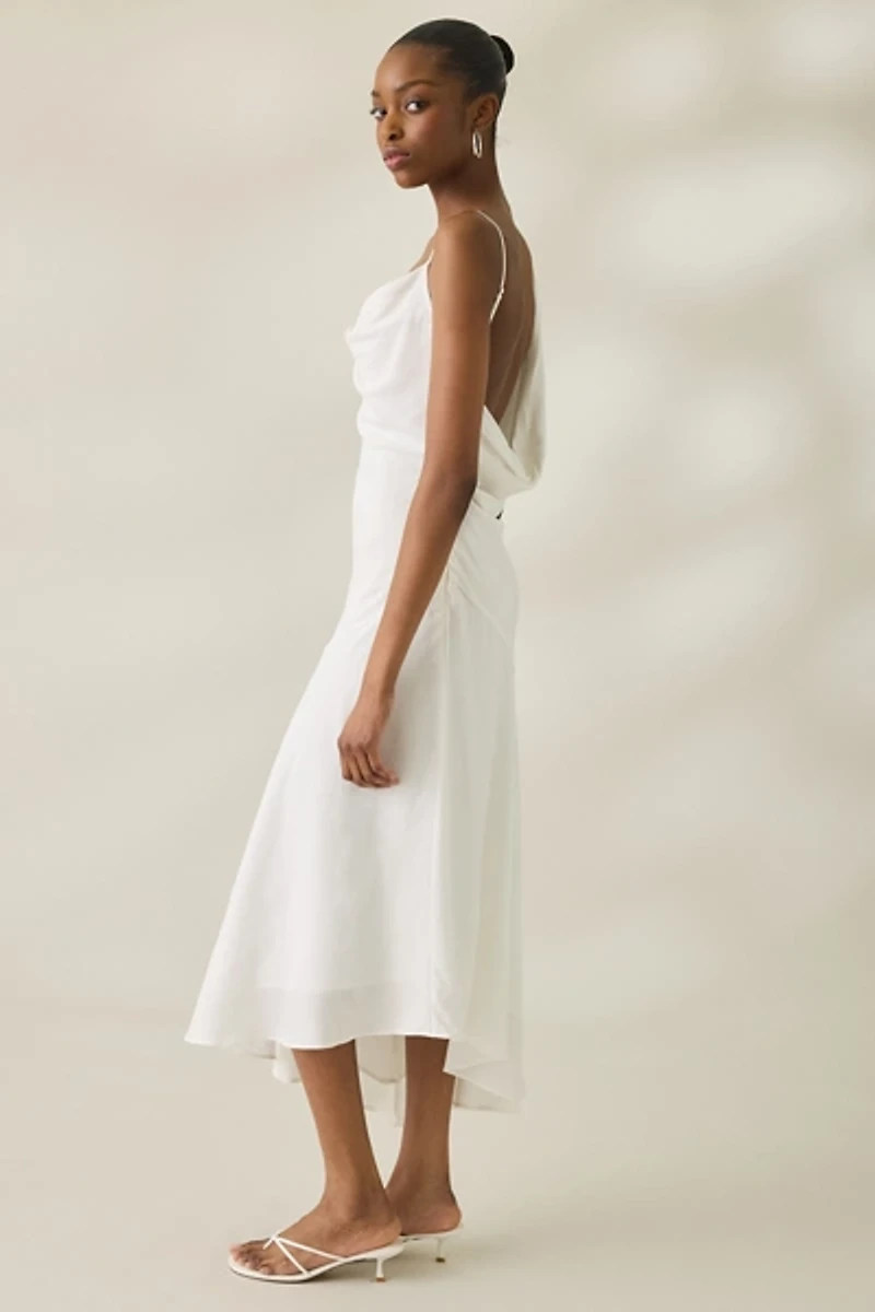 NIA Cielo Cowl Neck Draped Midi Dress
