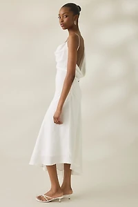 NIA Cielo Cowl Neck Draped Midi Dress