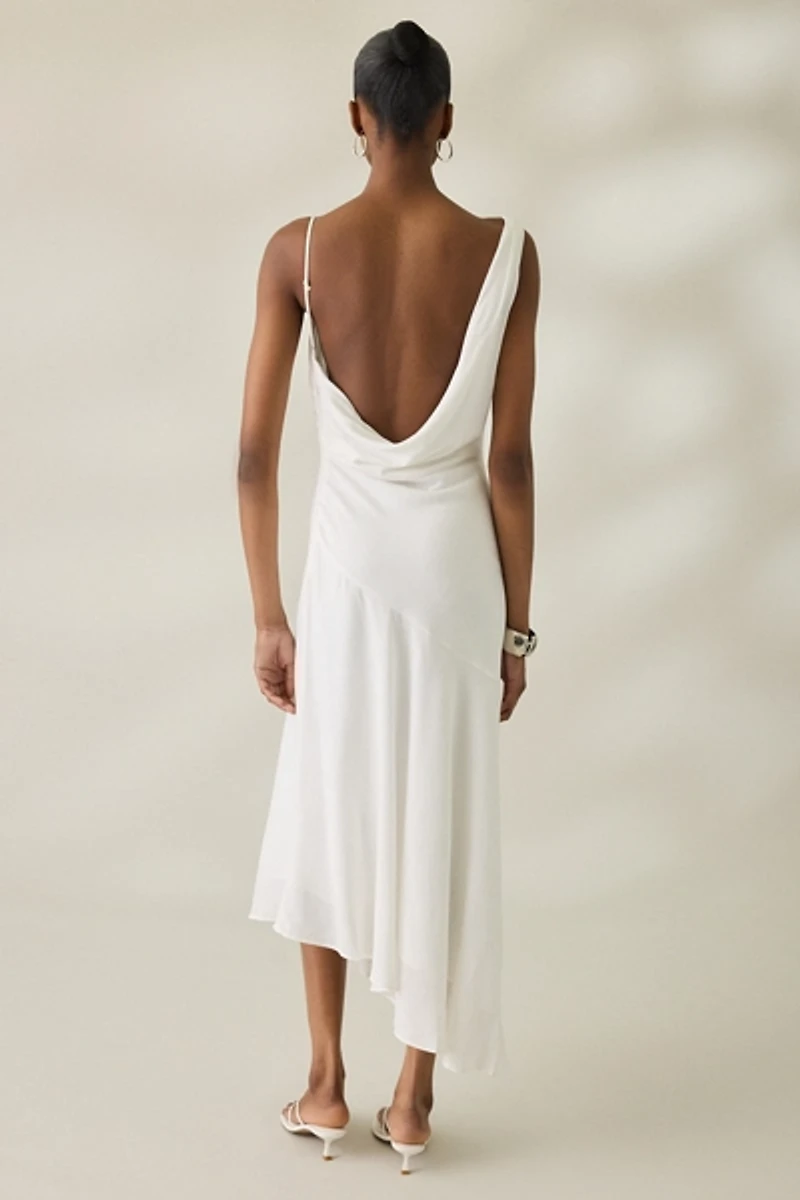 NIA Cielo Cowl Neck Draped Midi Dress