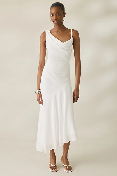 NIA Cielo Cowl Neck Draped Midi Dress