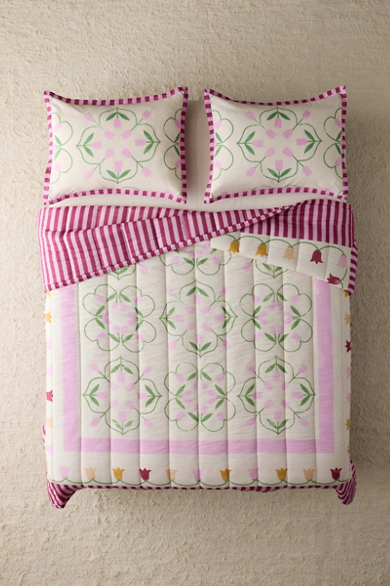 Emelia Tulip Striped Reversible Quilt