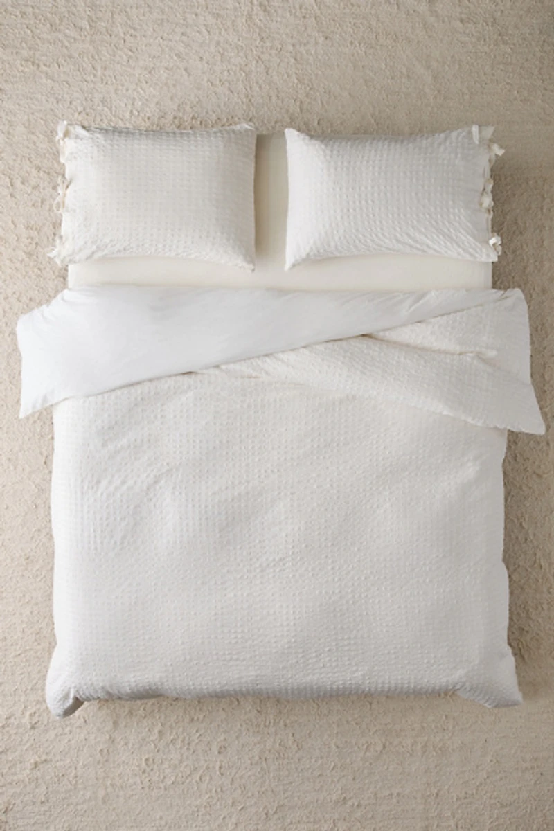 Seersucker Tied Trim Cotton Duvet Cover