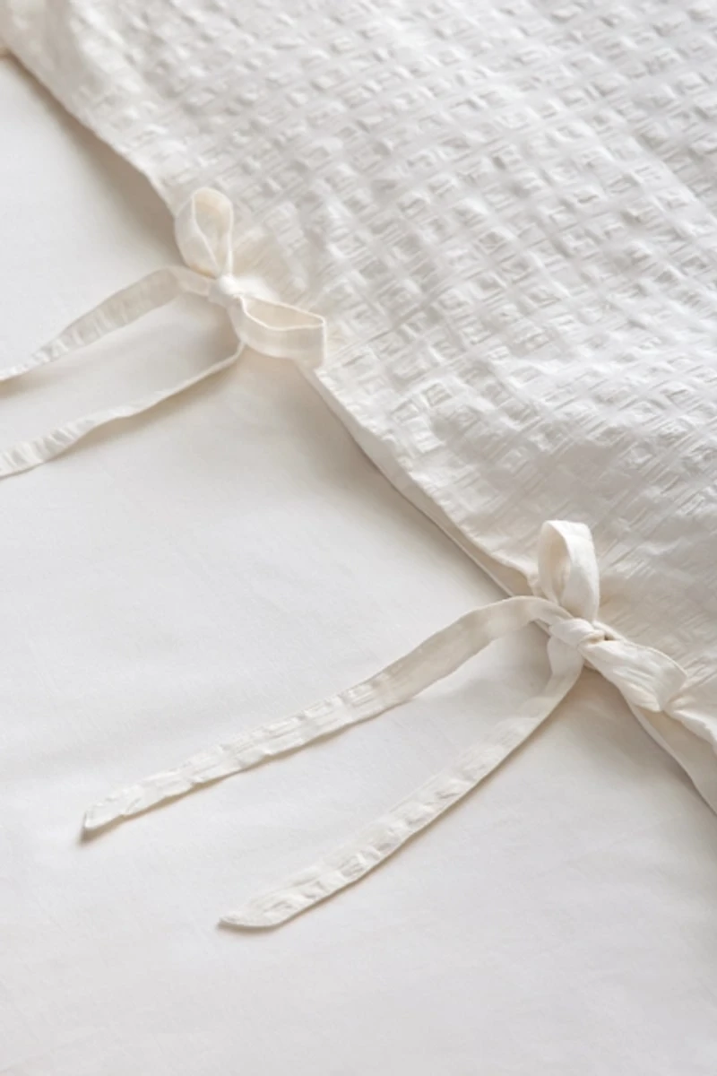 Seersucker Tied Trim Cotton Duvet Cover