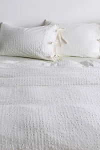 Seersucker Tied Trim Cotton Duvet Cover