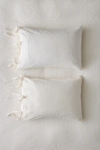 Seersucker Tied Trim Cotton Sham Set