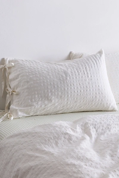 Seersucker Tied Trim Cotton Sham Set