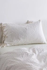 Seersucker Tied Trim Cotton Sham Set