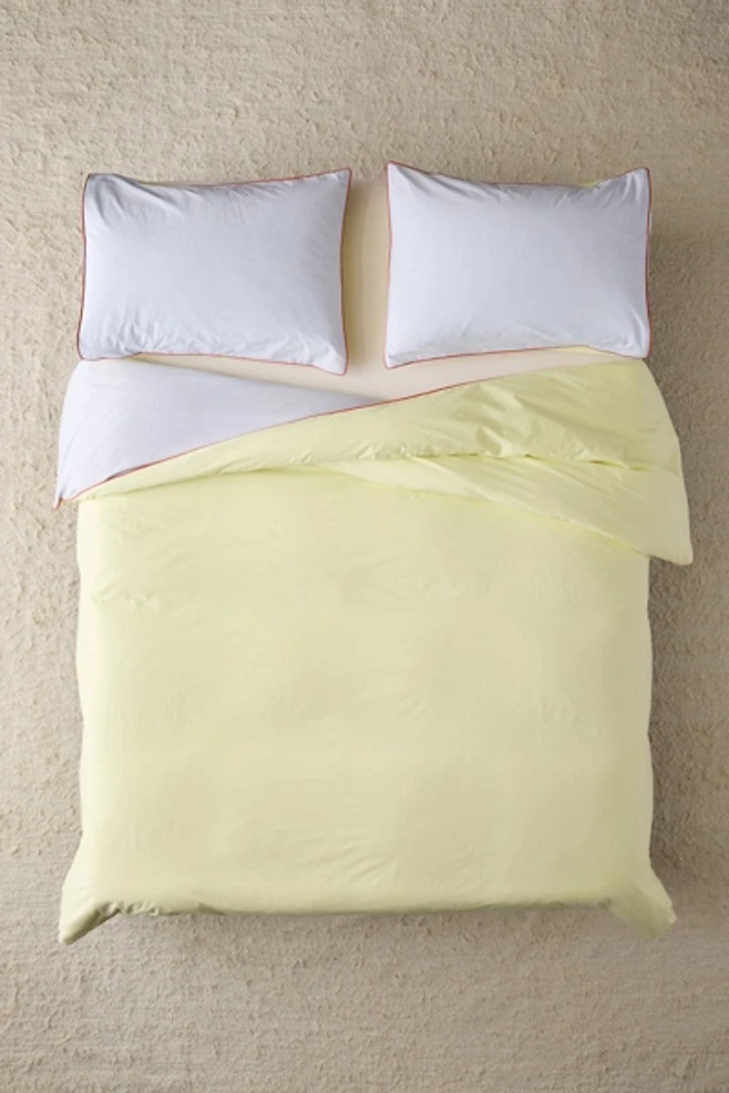Jordan Reversible Piped Edge Cotton Percale Duvet Cover